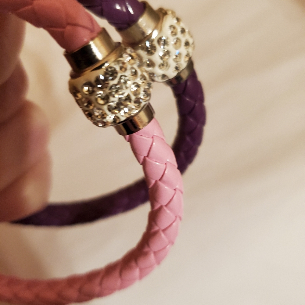 Purple and Pink Braided Bracelet Set